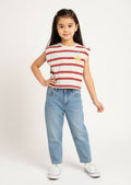 HOP Kids Off-White Striped Cotton Top