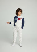 HOP Kids Off-White Text Cotton Sweatshirt and Joggers Set