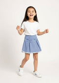 HOP Kids Blue Gingham Checks Design High-Rise Cotton Skirt