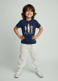 HOP Kids Navy Printed Cotton T-Shirt