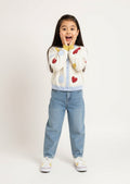 HOP Kids Off-White Embroidered Cotton Cardigan