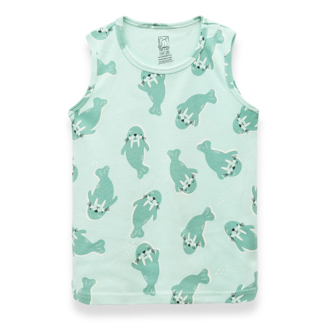Sea Walrus Printed Green Kids Clothing Set