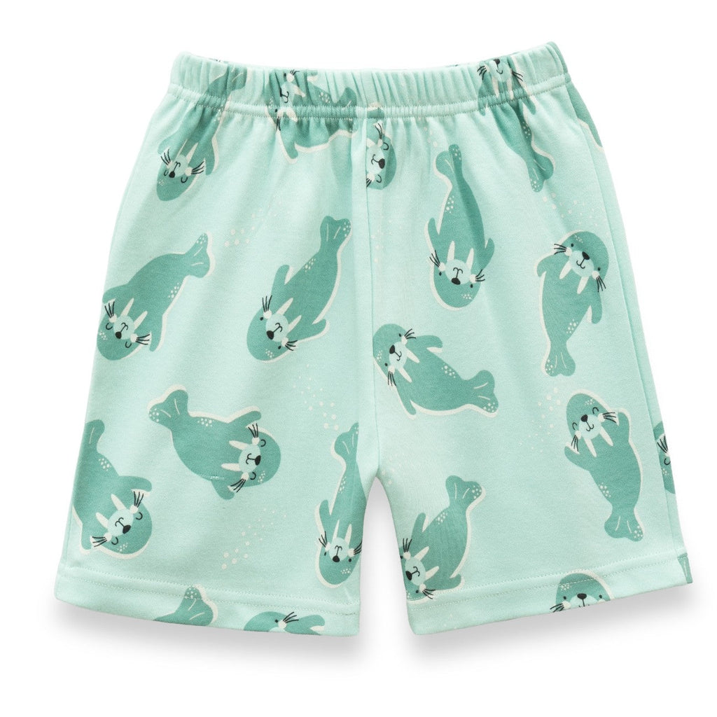 Sea Walrus Printed Green Kids Clothing Set
