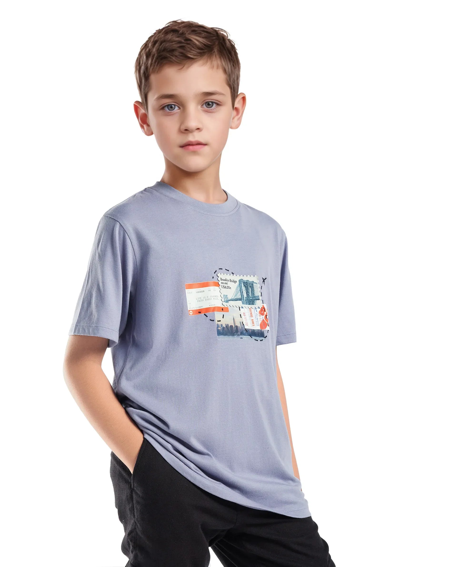 Rare Ones Kids Seok Dusky Purple Cotton Graphic Print Regular Fit T-Shirt