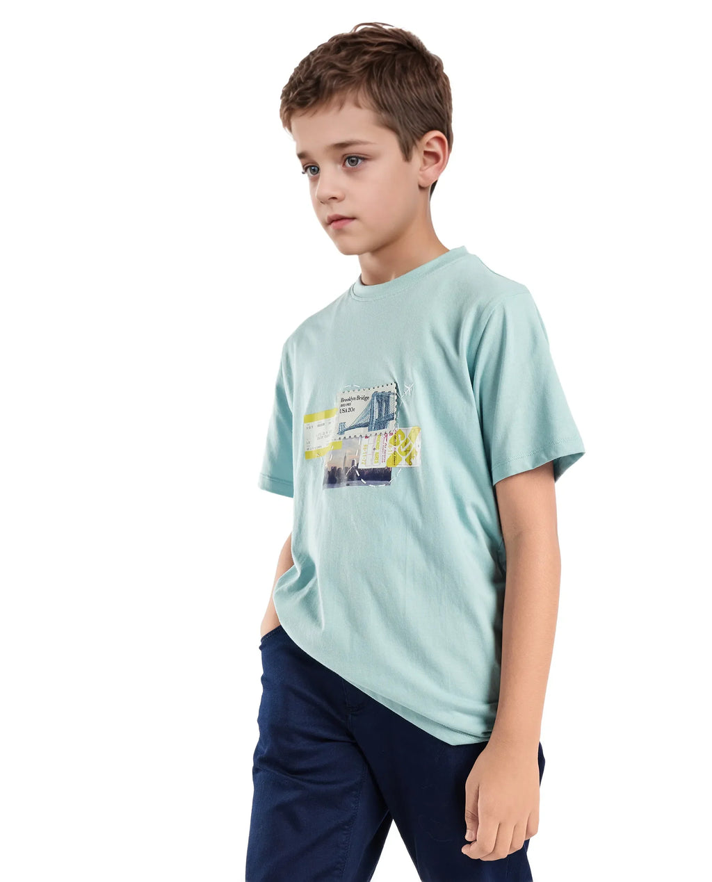 Rare Ones Kids Seok Pastel Green Cotton Graphic Print Regular Fit T-Shirt