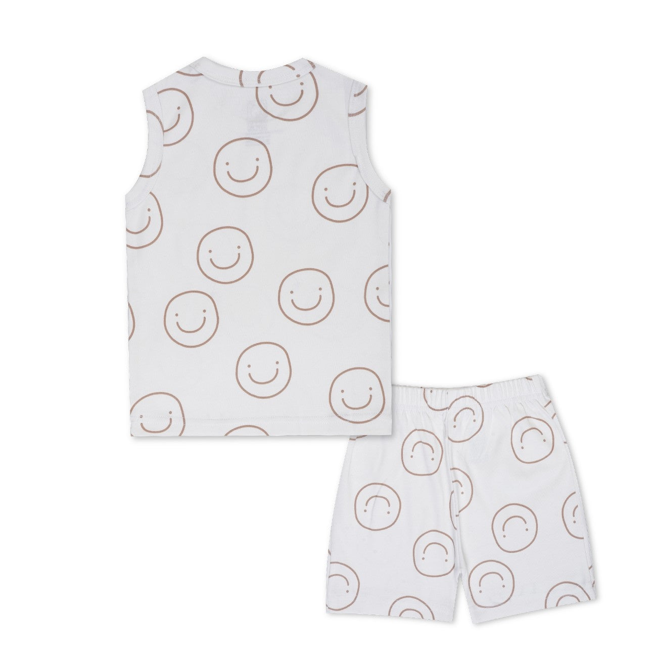 Smiley Printed White Kids Clothing Set