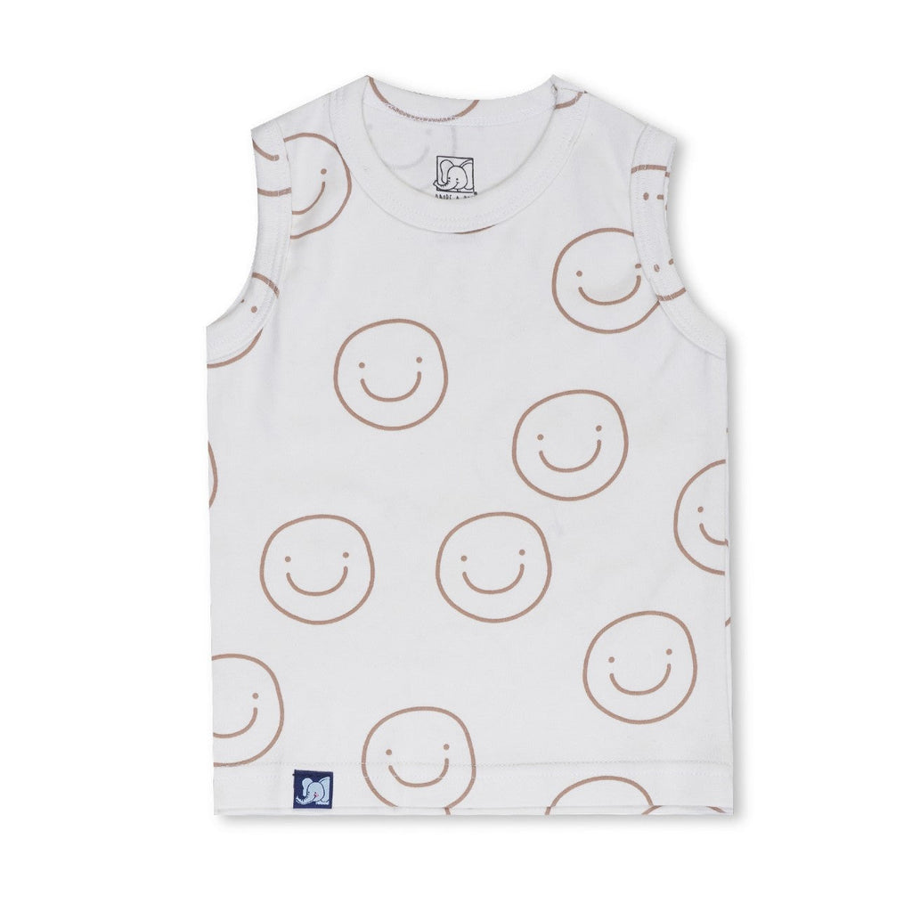 Smiley Printed White Kids Clothing Set