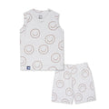 Smiley Printed White Kids Clothing Set