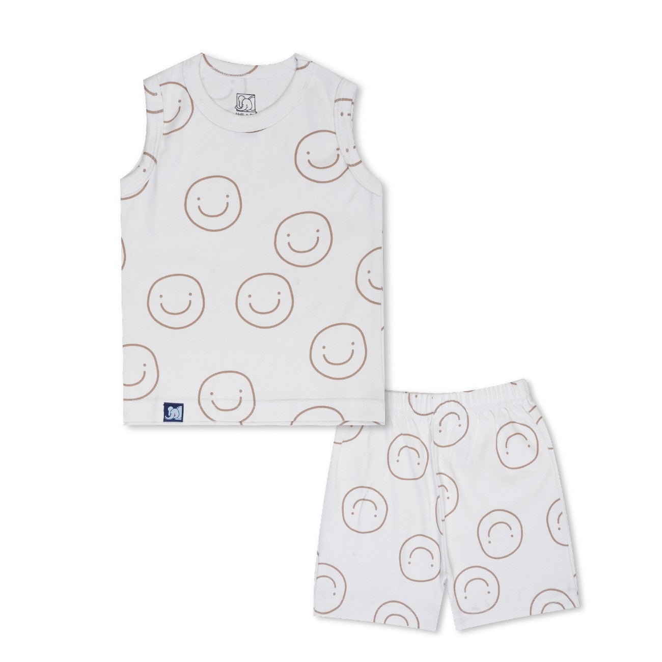 Smiley Printed White Kids Clothing Set