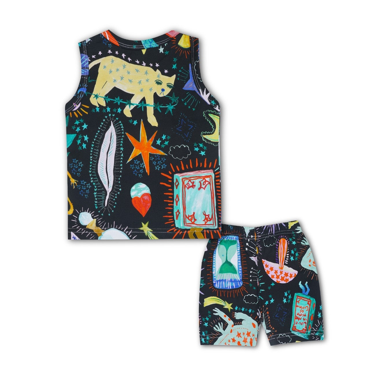 Star Night Printed Black Kids Clothing Set