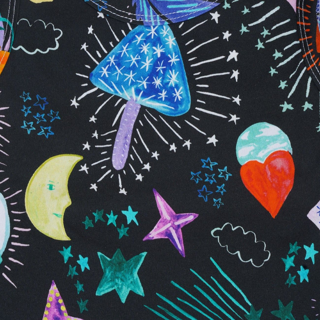 Star Night Printed Black Kids Clothing Set