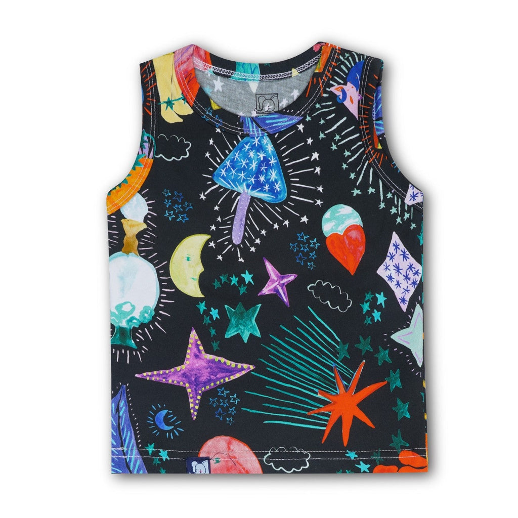 Star Night Printed Black Kids Clothing Set