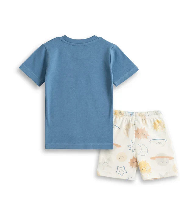 Sun Shine Printed Blue Kids Co-Ord Set