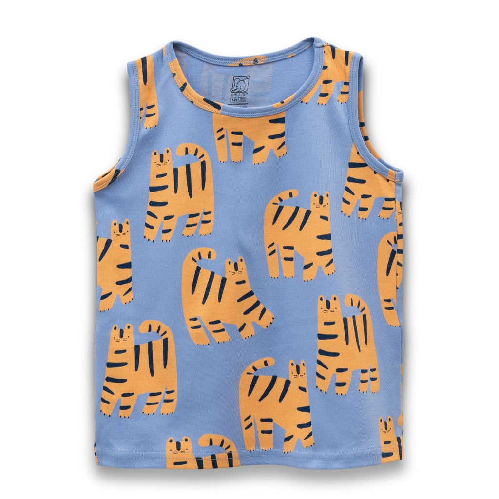 Tiger Printed Blue Kids Clothing Set