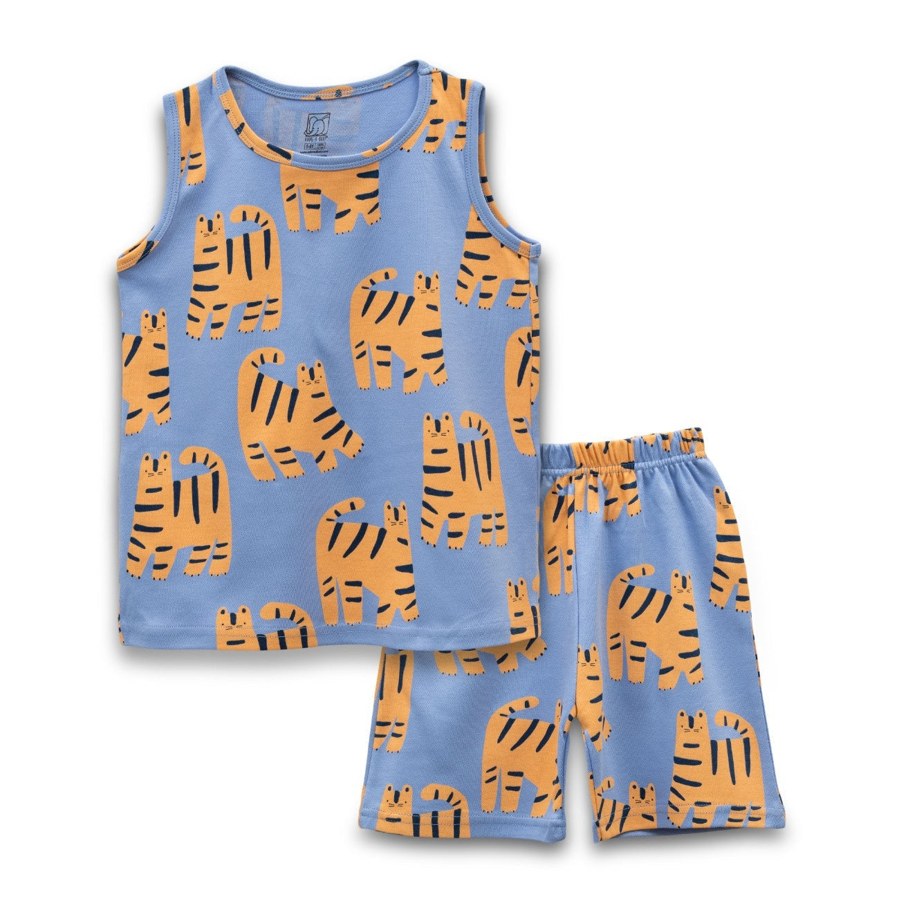 Tiger Printed Blue Kids Clothing Set