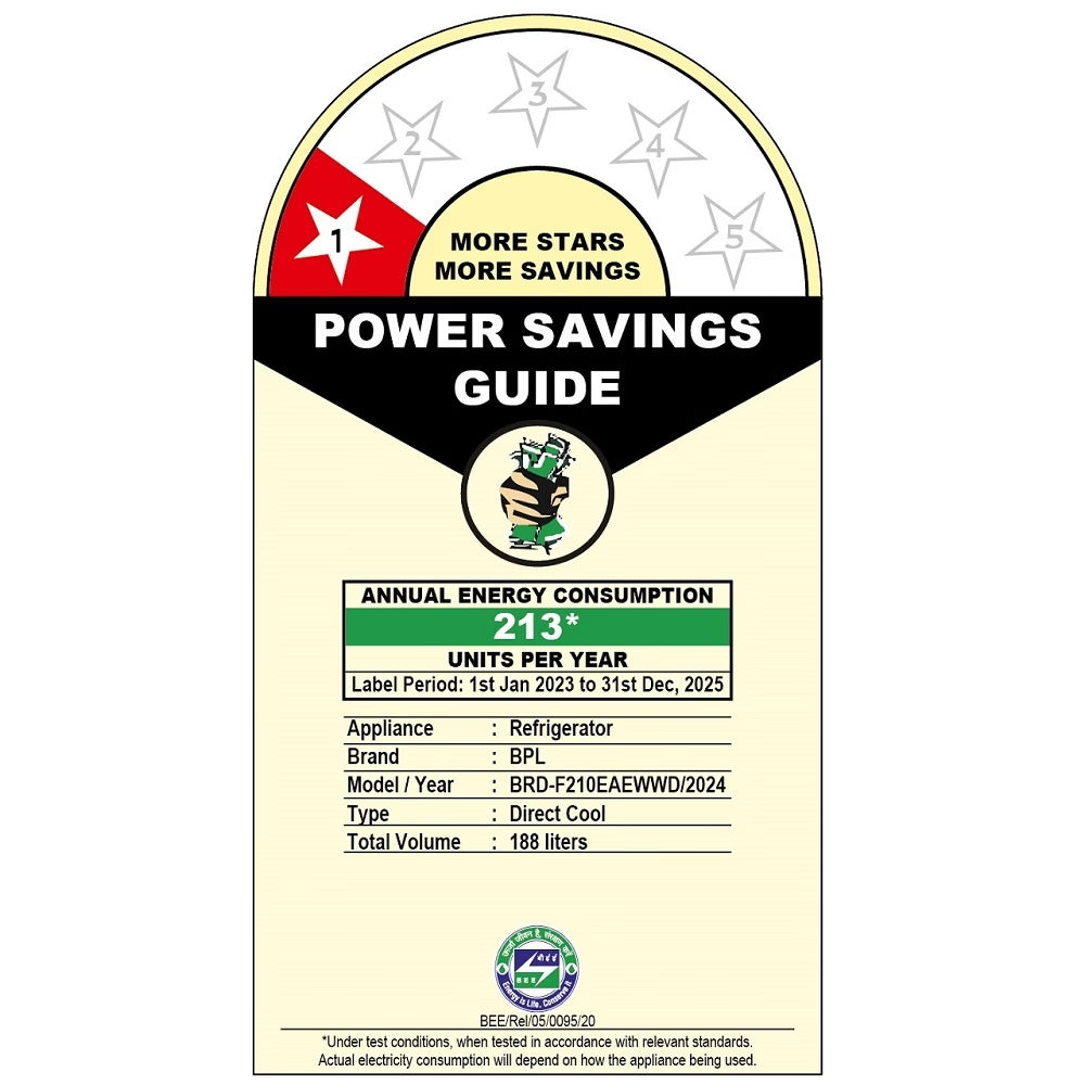 BPL REFRIGERATOR DC 188L 1S BRD-F210EAEWWD WINDY WN