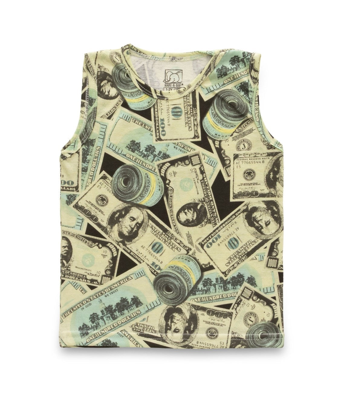 US Dollar Printed Green Kids Clothing Set