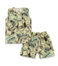 US Dollar Printed Green Kids Clothing Set