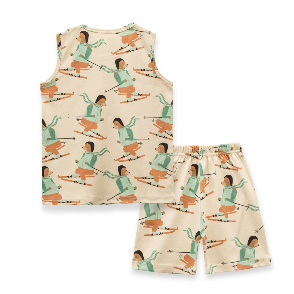 Woof Squard Printed Cream Kids Clothing Set
