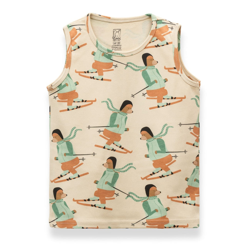 Woof Squard Printed Cream Kids Clothing Set