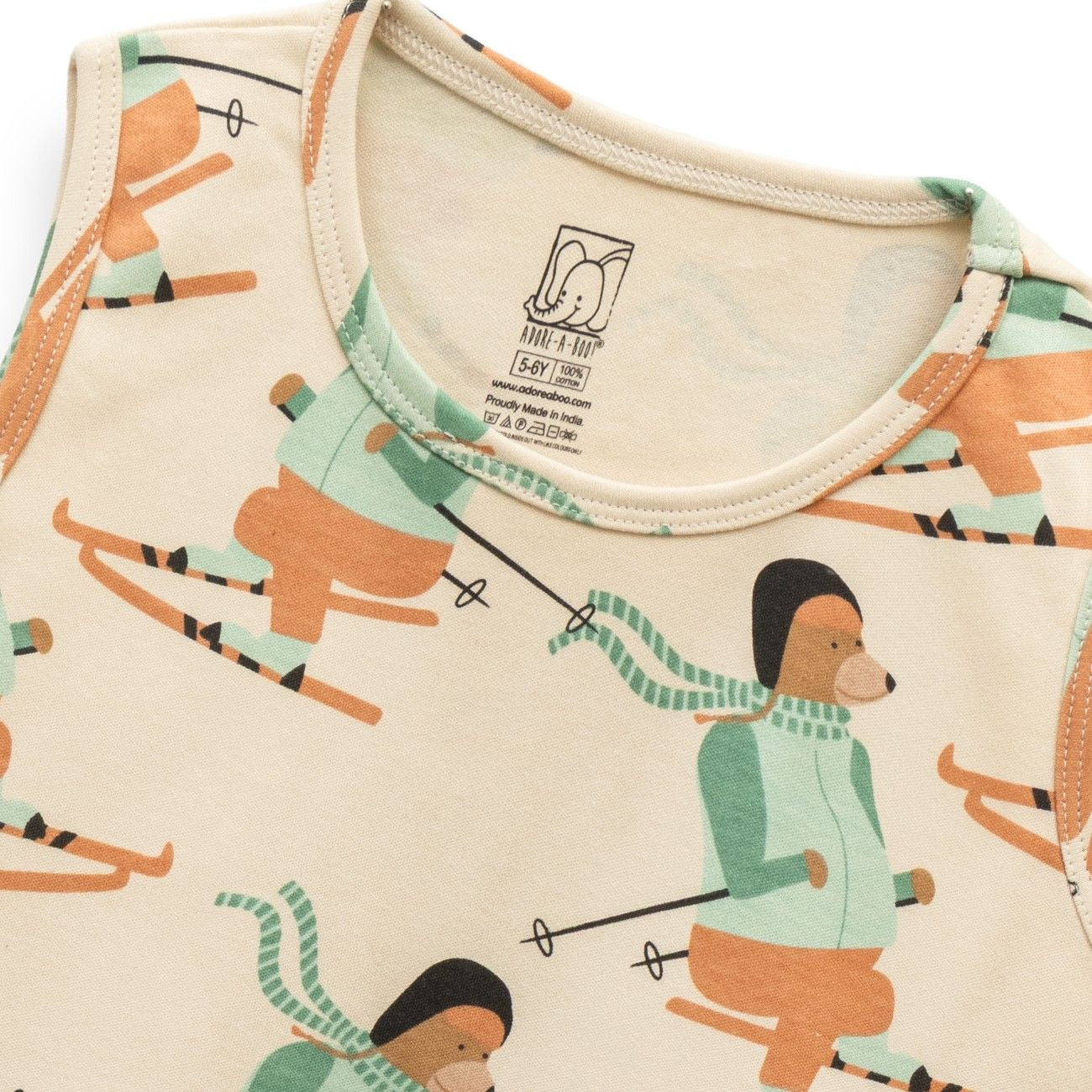 Woof Squard Printed Cream Kids Clothing Set