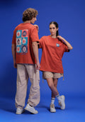 Mythical Face Inspired Back Print T-Shirt | Rust